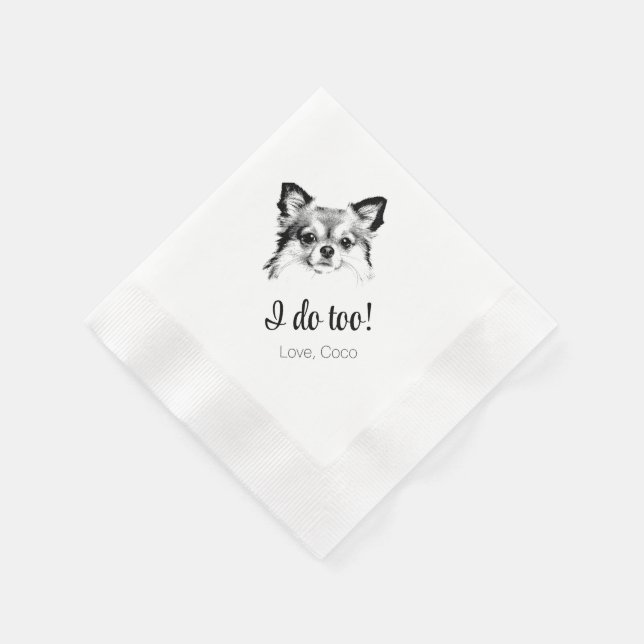 Niedlicher Chihuahua Dog I do to Wedding Napkins Serviette (Ecke)