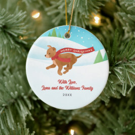 Niedlicher Chihuahua Dog Schneewein Keramik Ornament