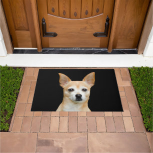 Niedlicher Chihuahua Dog Tan Black Art Pet Portrai Fußmatte