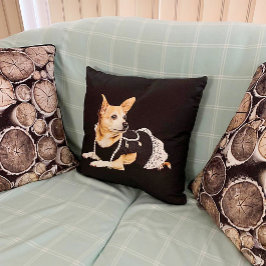 Niedlicher Chihuahua Dog Tan Brown Black Elegant Kissen