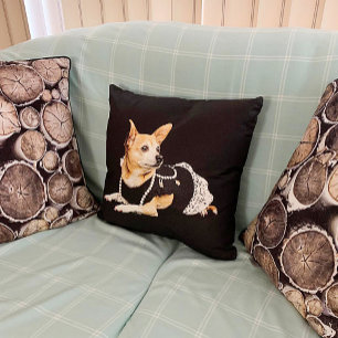 Niedlicher Chihuahua Dog Tan Brown Black Elegant Kissen