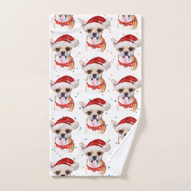 Niedlicher Chihuahua Dog Weihnachtsmuster Handtuch (Handtuch)