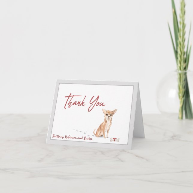 Niedlicher Chihuahua Haustier Hund personalisiert  Dankeskarte (Vorderseite)