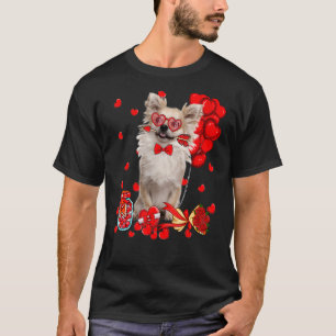 Niedlicher Chihuahua Hund Funny Heart Valentine's T-Shirt