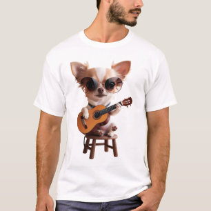 niedlicher Chihuahua spielt klassische Gitarre Car T-Shirt