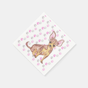 Niedlicher Chihuahua Welpe in Aquarell und Paw Pri Serviette