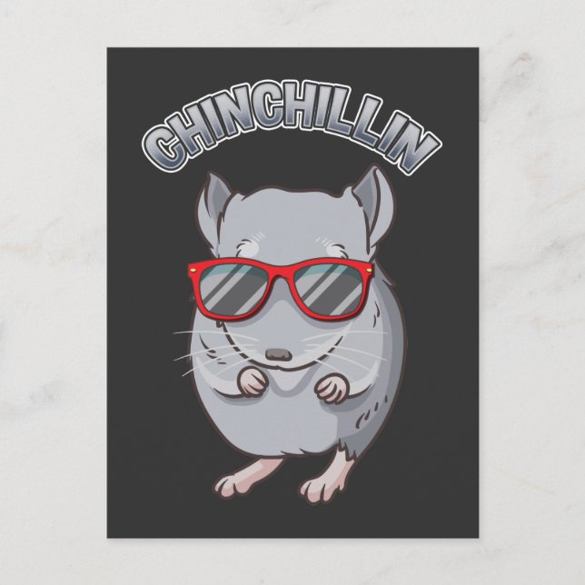 Niedlicher Chinchilla mit Sonnenbrille Postkarte (Vorderseite)