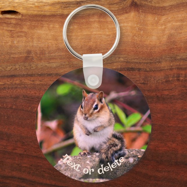 Niedlicher Chipmunk auf Rock Personalisiert Schlüsselanhänger (Vorderseite)
