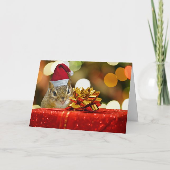 Niedlicher Chipmunk Frohe Weihnachten (Semi-Gloss) (Vorderseite)