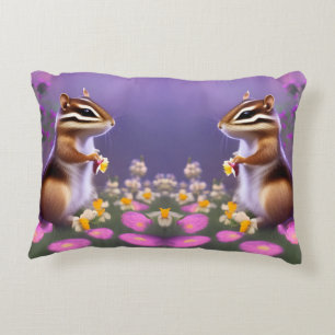 Niedlicher Chipmunk in Blume Dekokissen