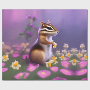 Niedlicher Chipmunk in Blume Geschenkpapier