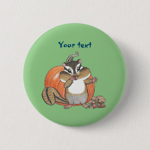 Niedlicher Chipmunk Pumpkin Nuts Button
