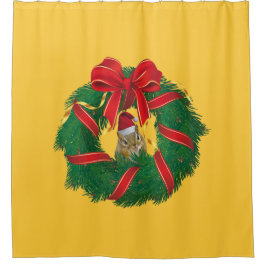 Niedlicher Chipmunk Weihnachtskranz Duschvorhang