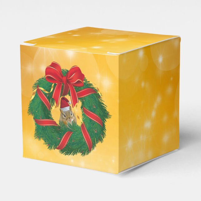 Niedlicher Chipmunk Weihnachtskranz Geschenkschachtel (Vorderseite)