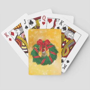 Niedlicher Chipmunk Weihnachtskranz Spielkarten