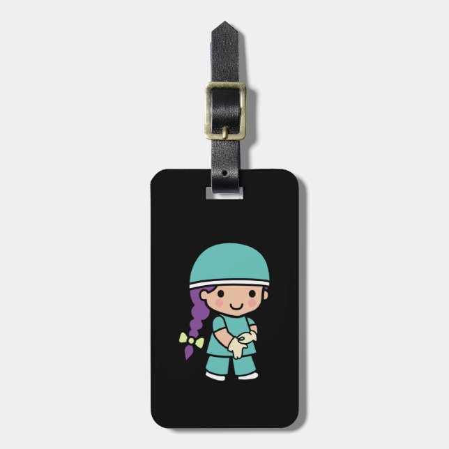 Niedlicher Chirurg in Scrubs Gepäckanhänger (Vorderseite vertikal)