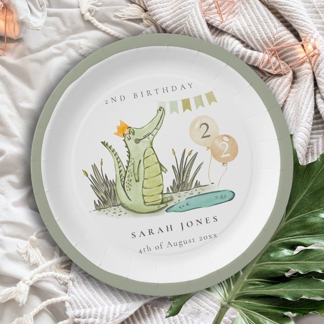 Niedlicher Chomp-Alligator im Sumpf jedes Lebensal Pappteller (Von Creator hochgeladen)