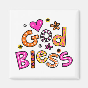 Niedlicher Christlicher Gott segne Textausdruck Magnet