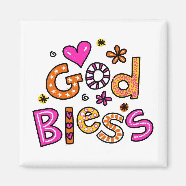 Niedlicher Christlicher Gott segne Textausdruck Magnet (Vorne)
