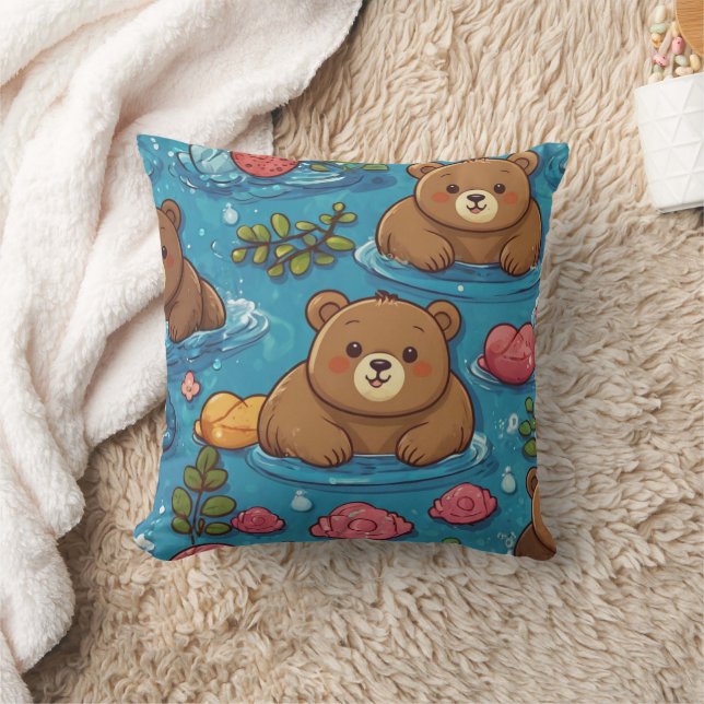 Niedlicher Chubby-Bär Schwimmen Kissen (Decke)