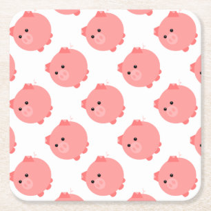 Niedlicher Chubby Schwein-Party-Teller Rechteckiger Pappuntersetzer