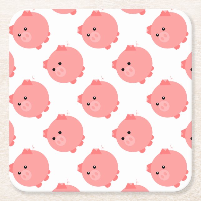 Niedlicher Chubby Schwein-Party-Teller Rechteckiger Pappuntersetzer (Vorderseite)