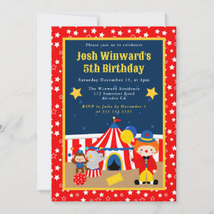 Niedlicher Circus Boy Clown Kindergeburtstag Einladung