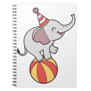 Niedlicher Circus Elephant on Ball - Geburtstagspa Notizblock