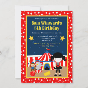 Niedlicher Circus Girl Mime-Kindergeburtstag Einladung