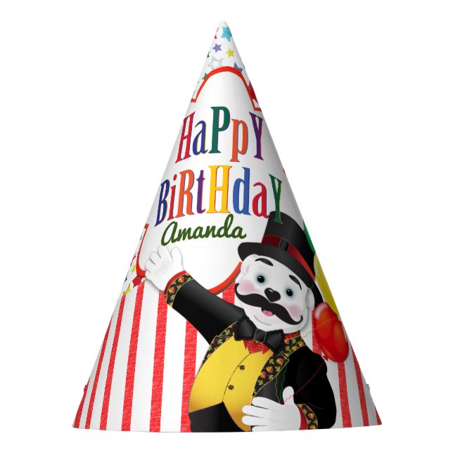 Niedlicher Circus Ringmaster Bären-Kindergeburtsta Partyhütchen (Vorderseite)