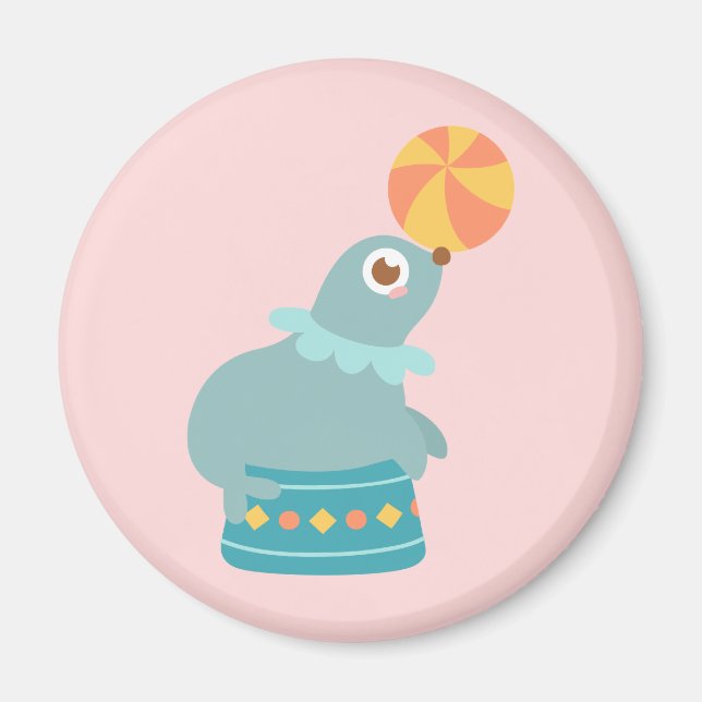 Niedlicher Circus Sea Lion Juggling a Beach Ball Magnet (Vorne)