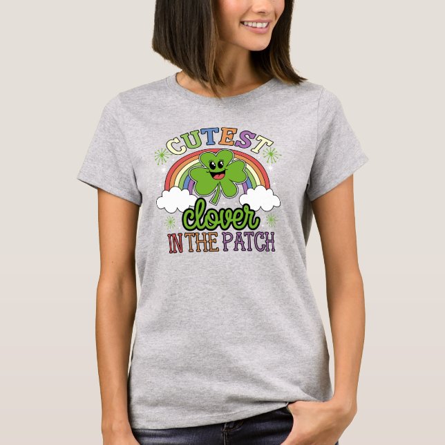 Niedlicher Clover Rainbow St.atrick's Day T-Shirt (Vorderseite)