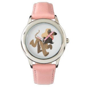 Niedlicher ClownCartoon Afghanische Hundeschau Armbanduhr