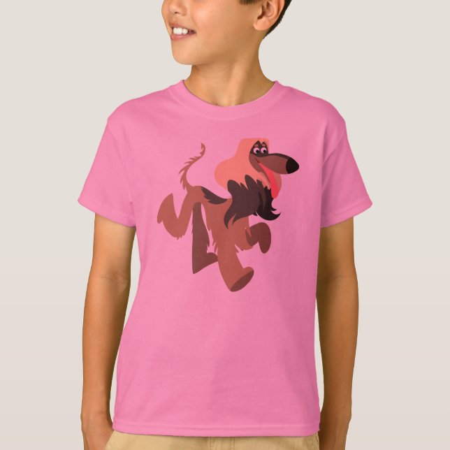 Niedlicher ClownCartoon Afghanischer Hund Kinder T T-Shirt (Vorderseite)
