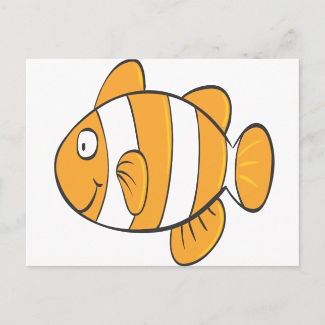 niedlicher Clownfisch-Cartoon-Charakter Postkarte (Vorderseite)