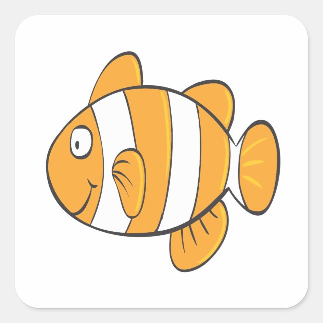 niedlicher Clownfisch-Cartoon-Charakter Quadratischer Aufkleber (Vorderseite)