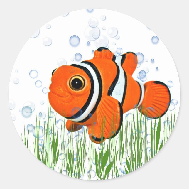 Niedlicher Clownfisch Runder Aufkleber (Vorderseite)