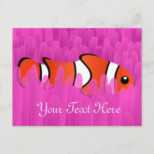 Niedlicher Clownfisch und schöner rosa Anemon Postkarte