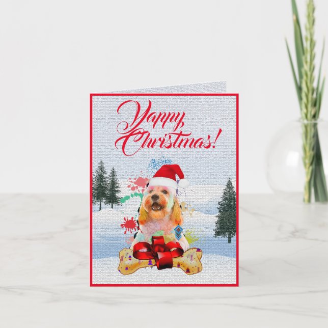 Niedlicher Cockapoo-Hund-Yappy-Weihnachtskarte Karte (Vorderseite)