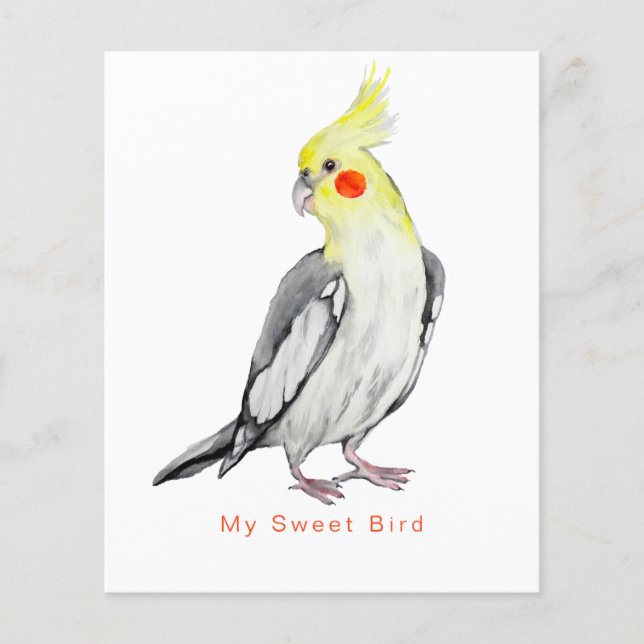 Niedlicher Cockatiel-Aquarellpapagei. Flyer (Vorne)