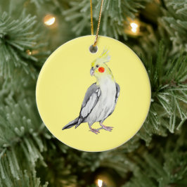 Niedlicher Cockatiel-Aquarellpapagei. Keramik Ornament