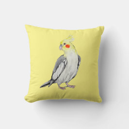 Niedlicher Cockatiel-Aquarellpapagei. Kissen