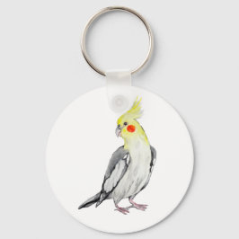 Niedlicher Cockatiel-Aquarellpapagei. Schlüsselanhänger