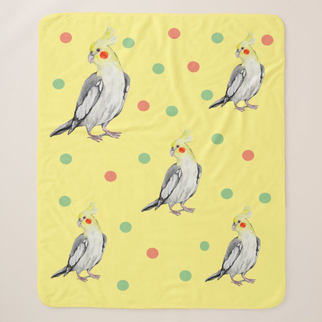 Niedlicher Cockatiel-Aquarellpapagei. Sherpadecke (Vorderseite)