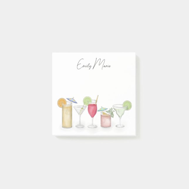 Niedlicher Cocktail Drinks farbenfrohe, einfache K Post-it Klebezettel (Vorderseite)