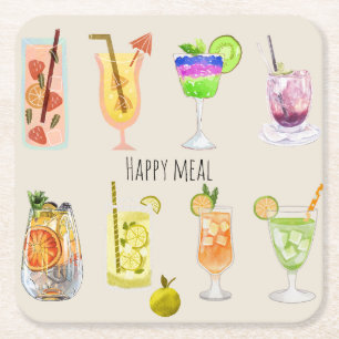 Niedlicher Cocktail zu guten Mahlzeiten Party pink Rechteckiger Pappuntersetzer