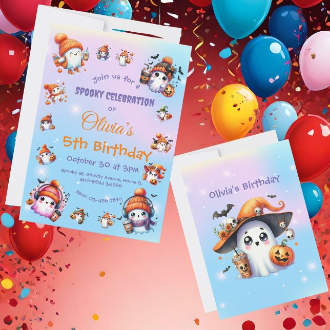 Niedlicher Coffee Lover Ghost Einladung für Kinder (Von Creator hochgeladen)