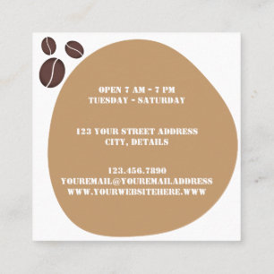 Niedlicher Coffee Shop Kaffeebohnen und Spot Quadratische Visitenkarte
