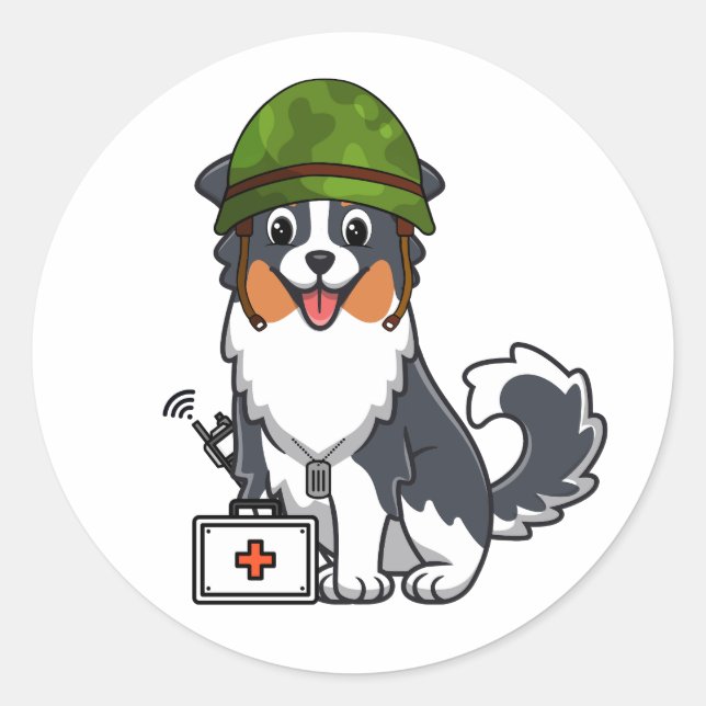 Niedlicher Collie Dog Wehrhelm Runder Aufkleber (Vorderseite)
