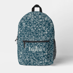 Niedlicher Cooler Blue Abstrakt Line Art Monogram  Bedruckter Rucksack